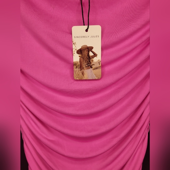 Sincerely Jules Ruched Strapless Dress Pink Large NWT - Picture 3 of 3